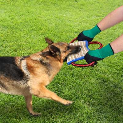 Jute Dog Bite Pillow Dogs Training Playing Toys Pet Chewing Teeth Cleaning Interactive For Police  With 3 Handles